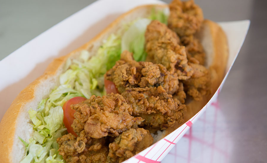 PO BOYS with fried shrimp, typical New Orleans sandwiches with our secret NOLA style spices and batter.